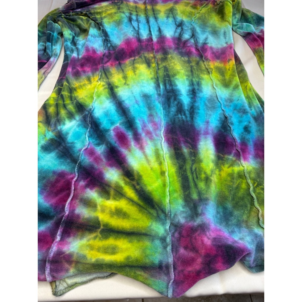 Tie Dye Zip Hoodie Jacket Hippie Festival Grunge Fairycore Y2K Layering Hoodie-S - Picture 7 of 9